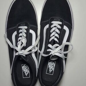 VANS WARD LOW SKATE MEN'S SNEAKERS  SUEDE CANVAS B/W USED Good  Cond.Size 12